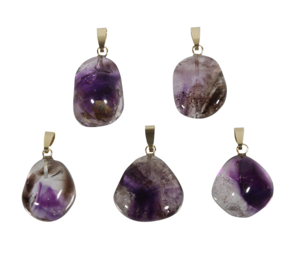 Amethist (Brandberg) hanger met 14k gouden oogje