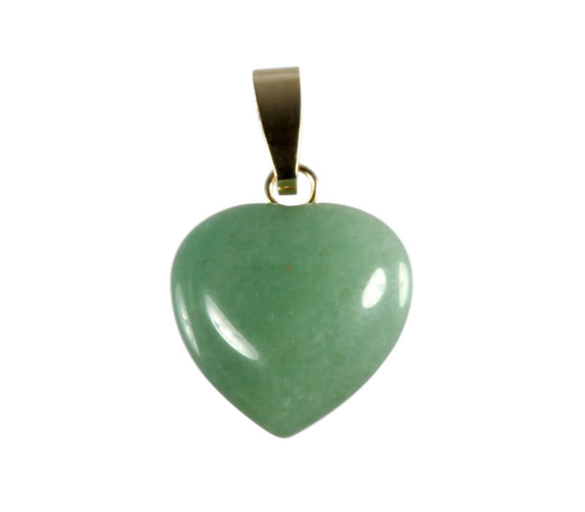 Aventurijn (groen) hanger hart met 14k gouden oogje