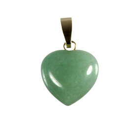 Aventurijn (groen) hanger hart met 14k gouden oogje