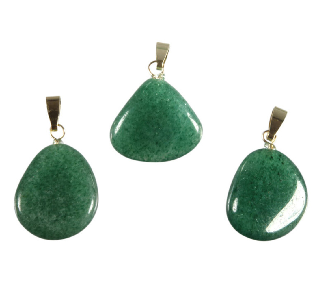 Aventurijn (groen) hanger met 14k gouden oogje Aventurijn (groen) hanger met 14k gouden oogje