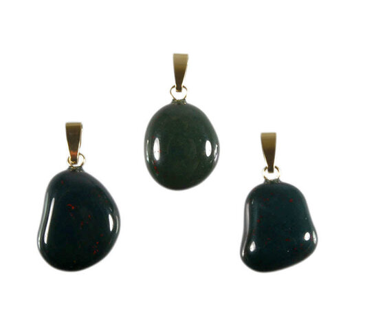 Heliotroop hanger met 14k gouden oogje Heliotroop hanger met 14k gouden oogje