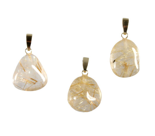 Rutielkwarts hanger met 14k gouden oogje Rutielkwarts hanger met 14k gouden oogje