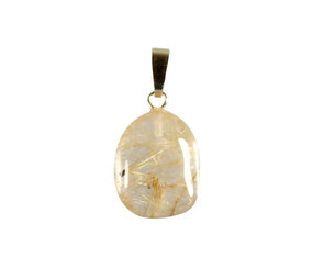 Rutielkwarts hanger met 14k gouden oogje Rutielkwarts hanger met 14k gouden oogje