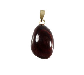 Tijgeroog (rood) hanger met 14k gouden oogje Tijgeroog (rood) hanger met 14k gouden oogje