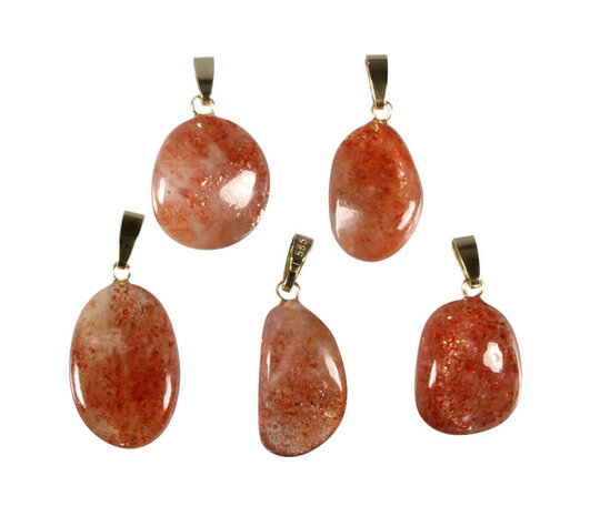 Zonnesteen hanger A-kwaliteit met 14k gouden oogje