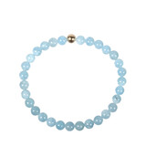 Aquamarijn armband met 14k gouden kraal | 6 mm Aquamarijn armband met 14k gouden kraal | 6 mm