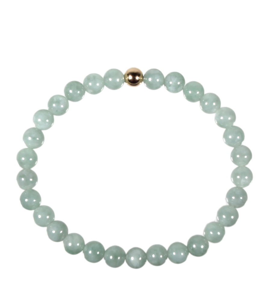 Jade (jadeiet) armband met 14k gouden kraal | 6 mm Jade (jadeiet) armband met 14k gouden kraal | 6 mm