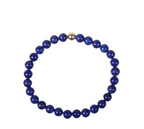 Lapis lazuli armband A-kwaliteit met 14k gouden kraal | 6 mm