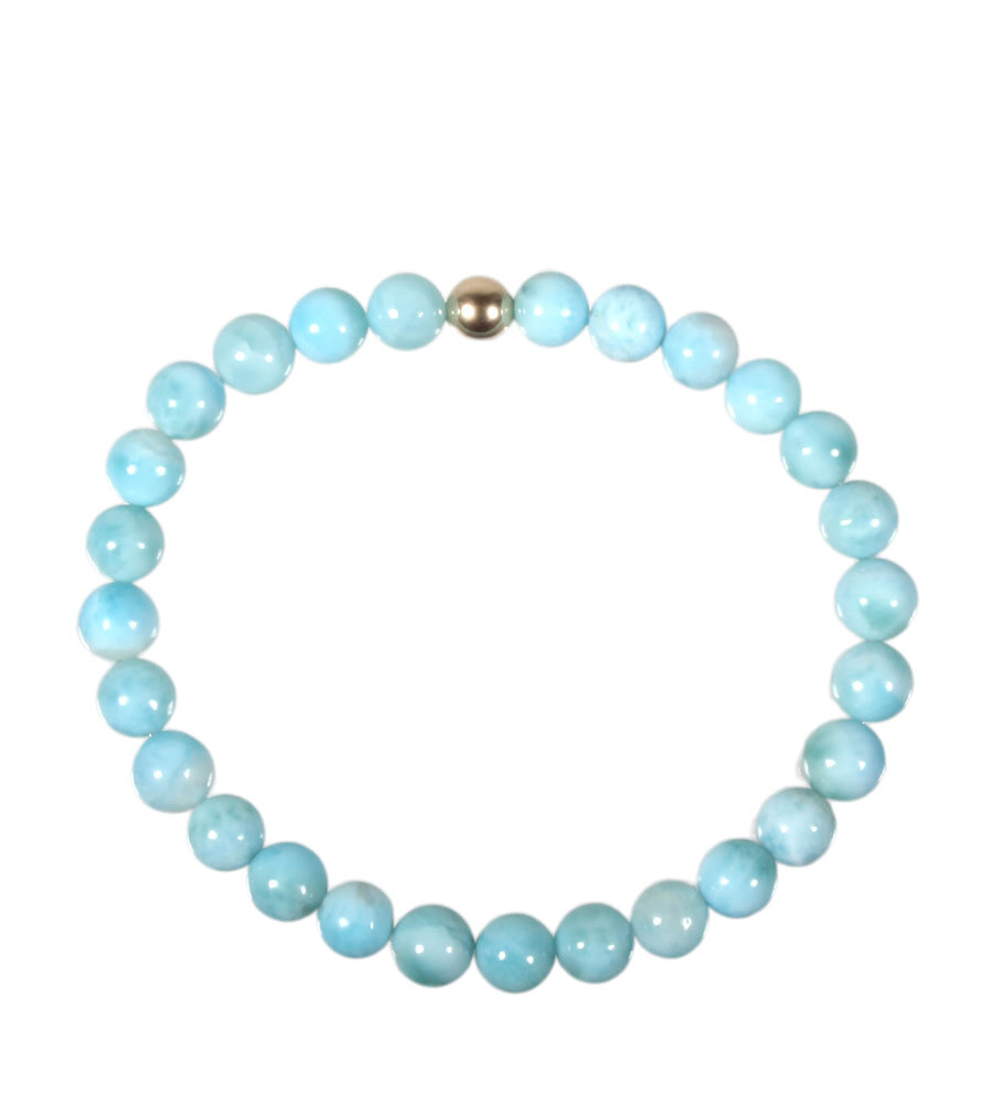 Larimar armband met 14k gouden kraal | 6 mm Larimar armband met 14k gouden kraal | 6 mm