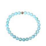 Larimar armband met 14k gouden kraal | 6 mm Larimar armband met 14k gouden kraal | 6 mm