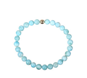 Larimar armband met 14k gouden kraal | 6 mm Larimar armband met 14k gouden kraal | 6 mm