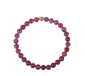Robijn A-kwaliteit armband met 14k gouden kraal | 6 mm kralen Robijn A-kwaliteit armband met 14k gouden kraal | 6 mm kralen