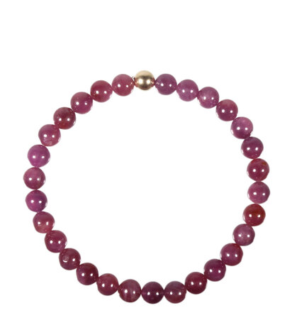 Robijn A-kwaliteit armband met 14k gouden kraal | 6 mm kralen