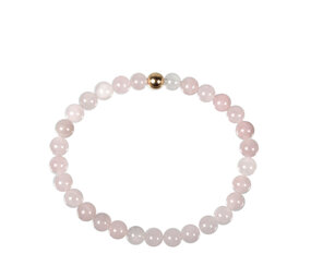Rozenkwarts armband met 14k gouden kraal | 6 mm Rozenkwarts armband met 14k gouden kraal | 6 mm