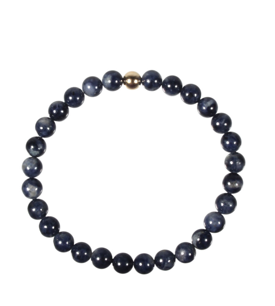 Saffier armband met 14k gouden kraal | 6 mm Saffier armband met 14k gouden kraal | 6 mm