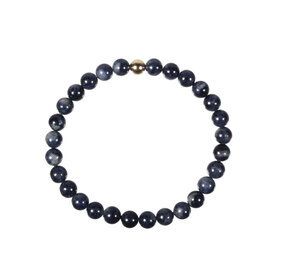 Saffier armband met 14k gouden kraal | 6 mm Saffier armband met 14k gouden kraal | 6 mm