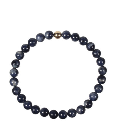 Saffier armband met 14k gouden kraal | 6 mm Saffier armband met 14k gouden kraal | 6 mm