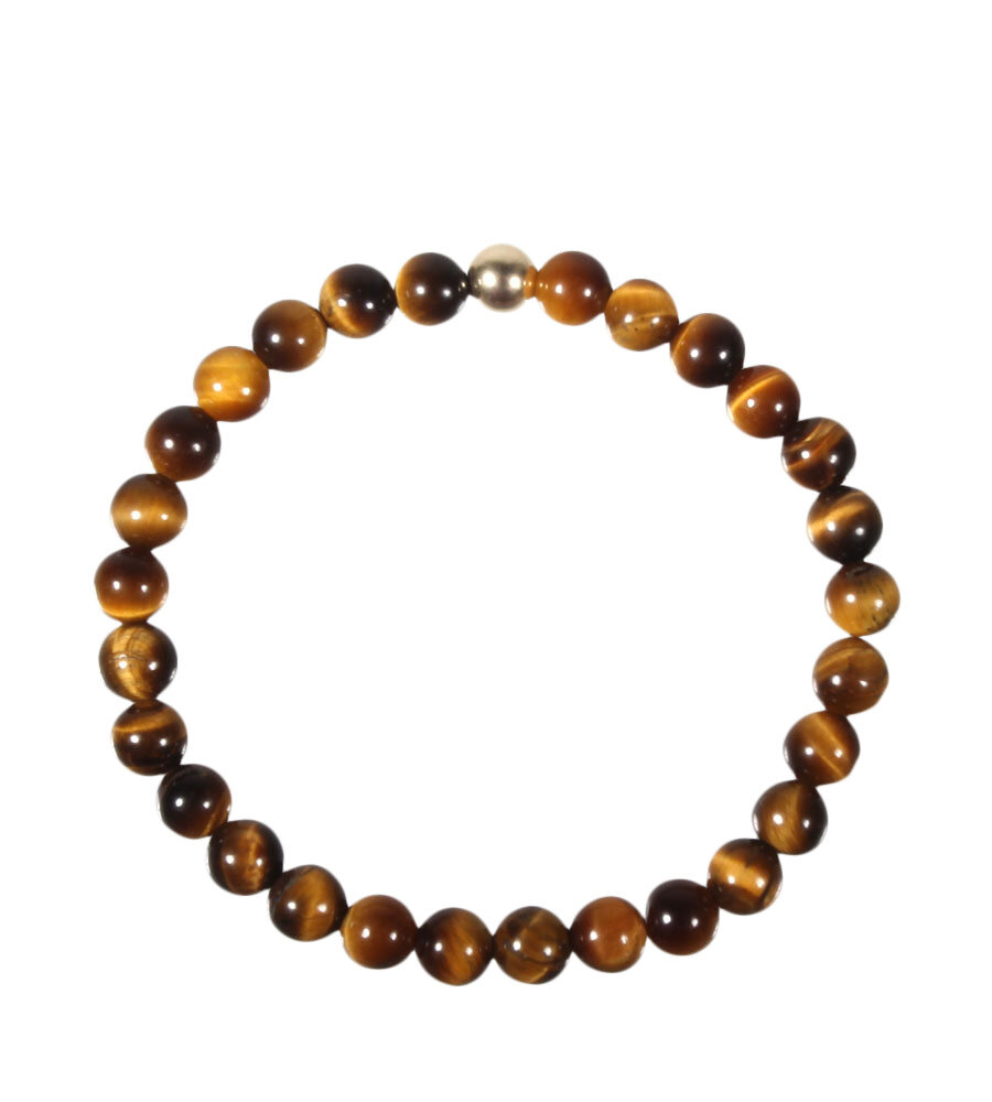 Tijgeroog armband met 14k gouden kraal | 6 mm