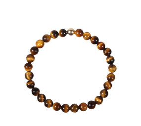 Tijgeroog armband met 14k gouden kraal | 6 mm Tijgeroog armband met 14k gouden kraal | 6 mm