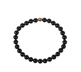 Toermalijn (zwart) armband met 14k gouden kraal | 6 mm Toermalijn (zwart) armband met 14k gouden kraal | 6 mm