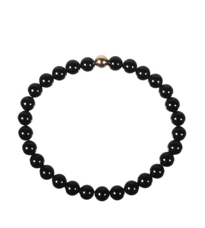 Toermalijn (zwart) armband met 14k gouden kraal | 6 mm Toermalijn (zwart) armband met 14k gouden kraal | 6 mm