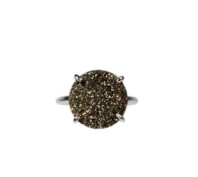 Zilveren ring pyriet maat 17 3/4 | rond 1,4 cm Zilveren ring pyriet maat 17 3/4 | rond 1,4 cm