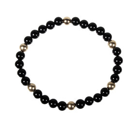 Onyx armband met 6 gouden (14k) kralen