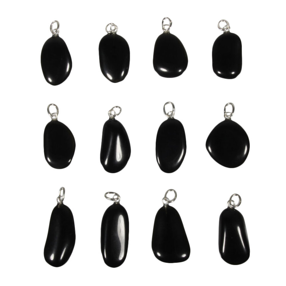 Obsidiaan (zwart) hanger met zilveren oogje Obsidiaan (zwart) hanger met zilveren oogje