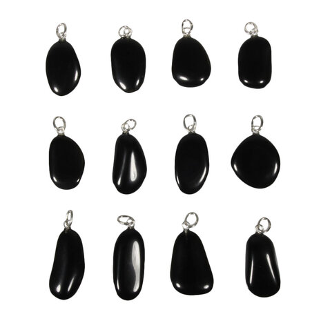 Obsidiaan (zwart) hanger met zilveren oogje Obsidiaan (zwart) hanger met zilveren oogje