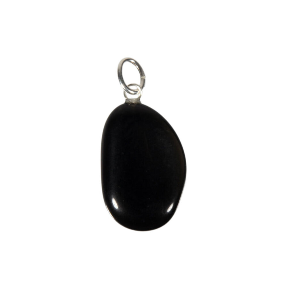 Obsidiaan (zwart) hanger met zilveren oogje Obsidiaan (zwart) hanger met zilveren oogje