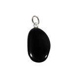 Obsidiaan (zwart) hanger met zilveren oogje Obsidiaan (zwart) hanger met zilveren oogje