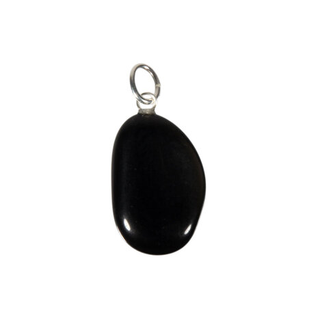 Obsidiaan (zwart) hanger met zilveren oogje Obsidiaan (zwart) hanger met zilveren oogje