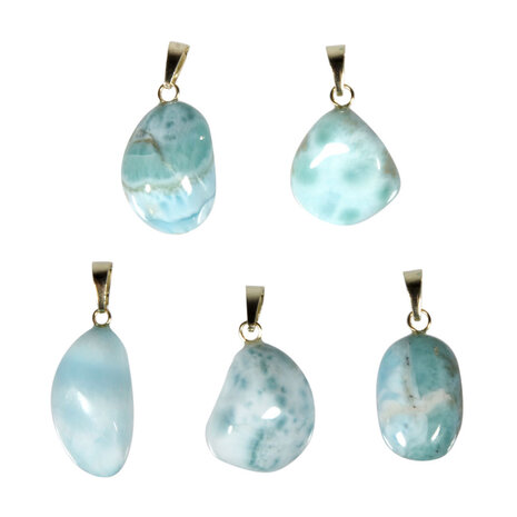 Larimar hanger met 14k gouden oogje Larimar hanger met 14k gouden oogje