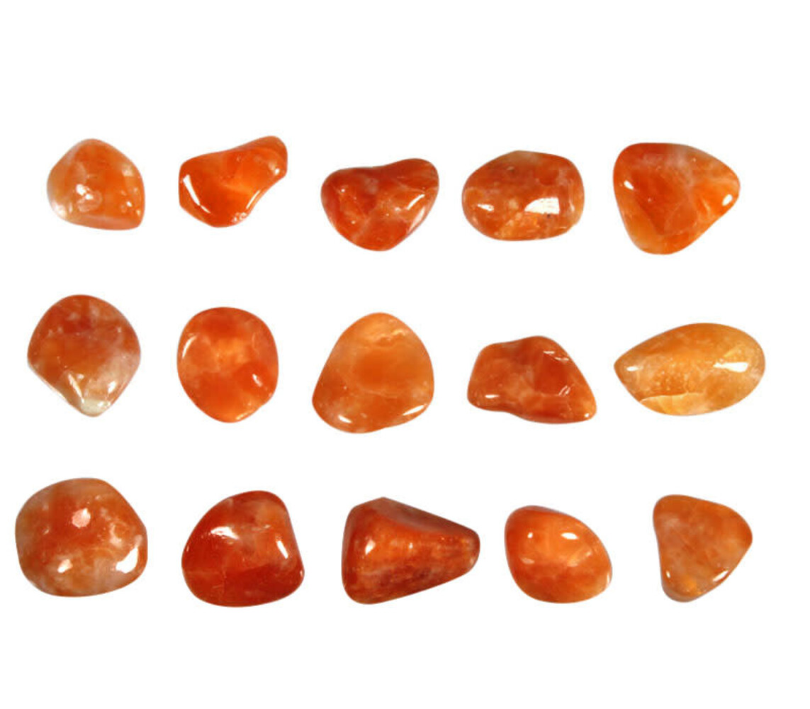 Calciet (oranje) steen donker getrommeld 10 - 20 gram
