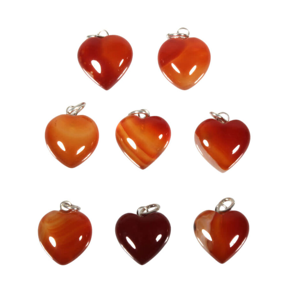 Carneool hanger hart 15 mm met zilveren oogje Carneool hanger hart 15 mm met zilveren oogje