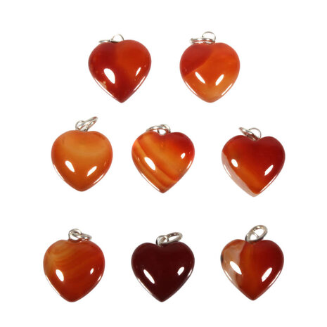 Carneool hanger hart 15 mm met zilveren oogje Carneool hanger hart 15 mm met zilveren oogje