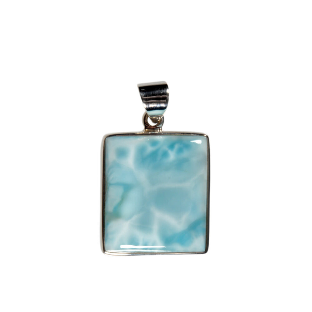 Zilveren hanger larimar | rechthoek 2,2 x 1,9 cm Zilveren hanger larimar | rechthoek 2,2 x 1,9 cm