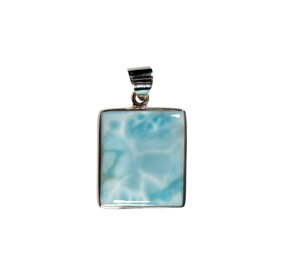 Zilveren hanger larimar | rechthoek 2,2 x 1,9 cm Zilveren hanger larimar | rechthoek 2,2 x 1,9 cm