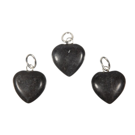 Master shamanite hanger hart 15 mm met zilveren oogje