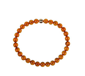 Barnsteen (cognac) armband met 14k gouden kraal | 6 mm Barnsteen (cognac) armband met 14k gouden kraal | 6 mm