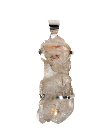 Zilveren hanger rookkwarts (alligator) | kristal 4,2 x 1,7 cm