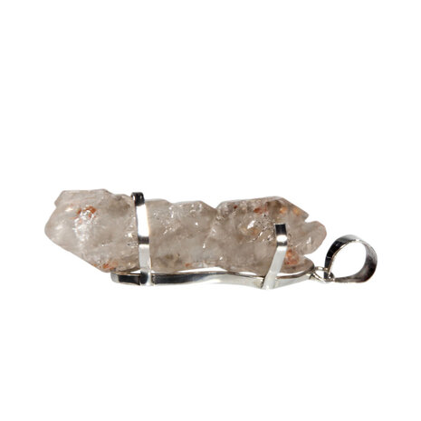 Zilveren hanger rookkwarts (alligator) | kristal 4,2 x 1,7 cm