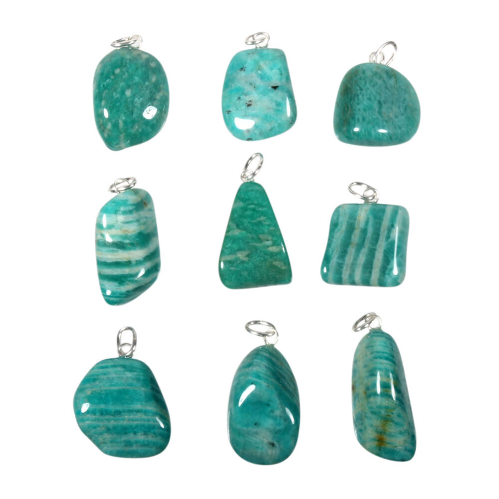 Amazoniet (Russisch) hanger met zilveren oogje Amazoniet (Russisch) hanger met zilveren oogje