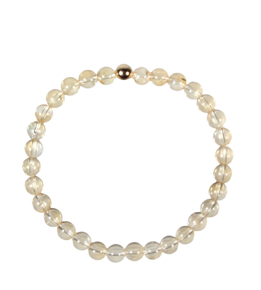 Citrien armband met 14k gouden kraal | 6 mm Citrien armband met 14k gouden kraal | 6 mm