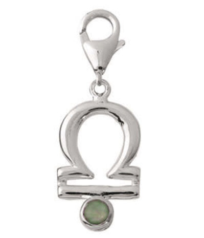 Zilveren bedeltje sterrenbeeld weegschaal met serpentijn Zilveren bedeltje sterrenbeeld weegschaal met serpentijn