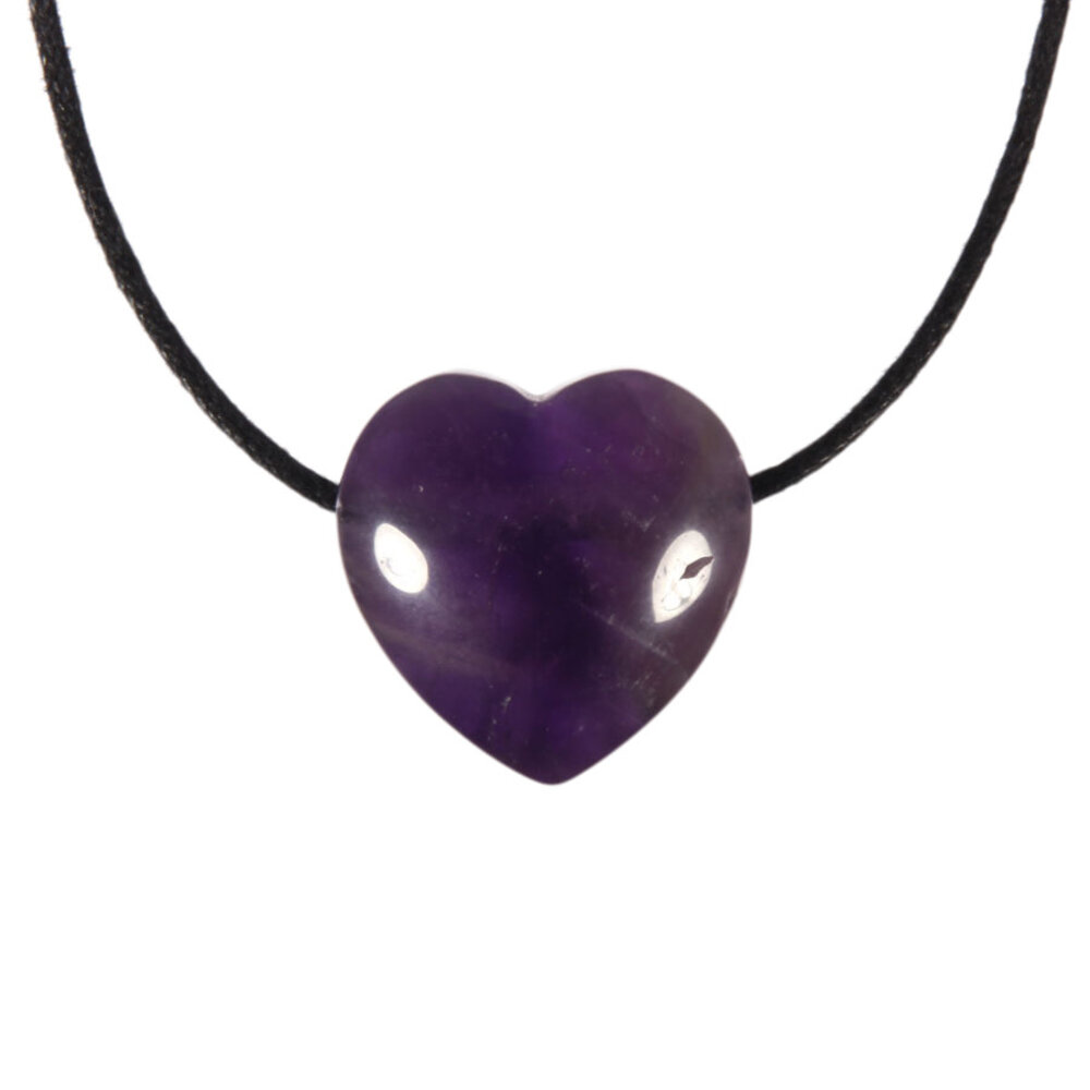 Amethist (donker) hanger hart klein doorboord Amethist (donker) hanger hart klein doorboord