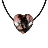 Rhodoniet (roze met zwart) hanger hart klein doorboord Rhodoniet (roze met zwart) hanger hart klein doorboord