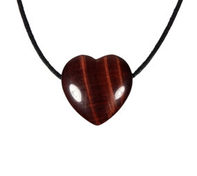 Tijgeroog (rood) hanger hart klein doorboord Tijgeroog (rood) hanger hart klein doorboord
