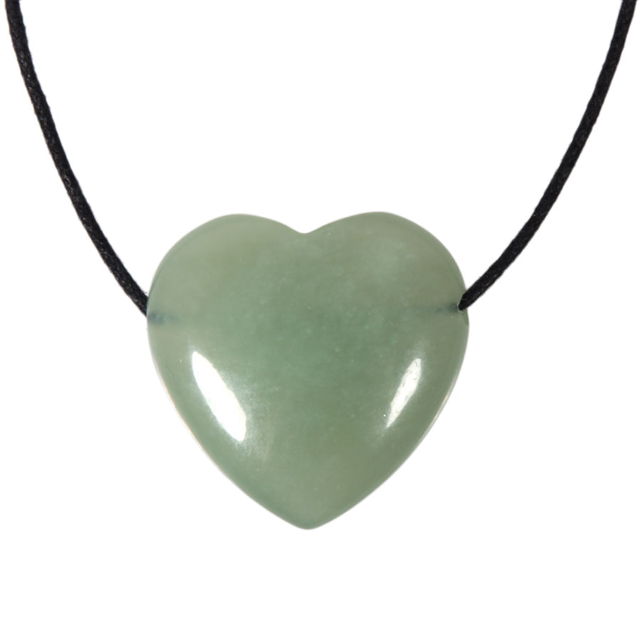 New jade (serpentijn) hanger hart doorboord