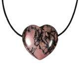 Rhodoniet (roze met zwart) hanger hart doorboord Rhodoniet (roze met zwart) hanger hart doorboord